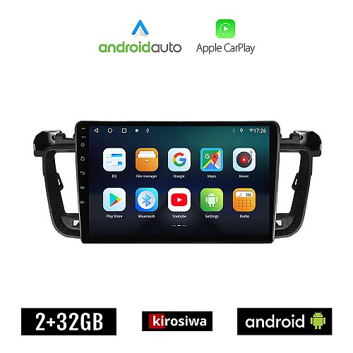 KIROSIWA PEUGEOT 508 (2010-2015) Android οθόνη αυτοκίνητου 2GB με GPS WI-FI (ηχοσύστημα αφής 9" ιντσών OEM Android Auto Apple Carplay Youtube Playstore MP3 USB Radio Bluetooth Mirrorlink εργοστασιακή, 4x60W, AUX)