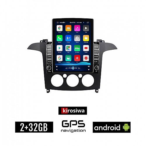 KIROSIWA FORD S-MAX 2006 - 2014 (με χειροκίνητο κλιματισμό) Android οθόνη αυτοκίνητου 2GB με GPS WI-FI (ηχοσύστημα αφής 9.7" ιντσών OEM Youtube Playstore MP3 USB Radio Bluetooth Mirrorlink εργοστασιακή 4x60W)