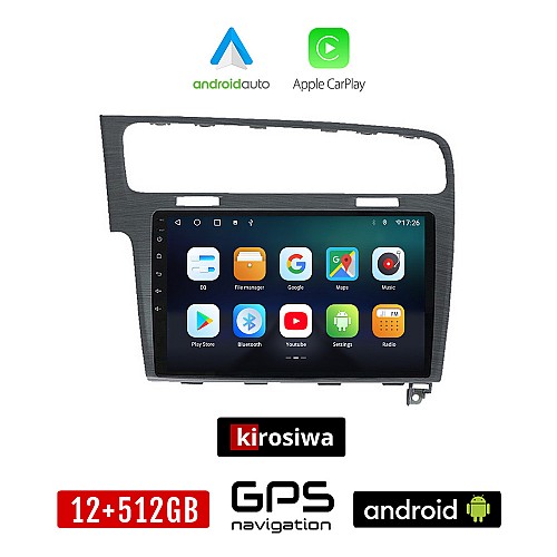 KIROSIWA VOLKSWAGEN VW GOLF 7 (μετά το 2013) Android οθόνη αυτοκίνητου 12GB + 512GB με GPS WI-FI (ηχοσύστημα αφής 10" ιντσών OEM Android Auto Apple Carplay Youtube Playstore MP3 USB Radio Bluetooth Mirrorlink, 4x60W, γκρί)