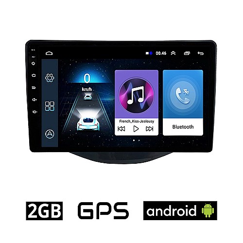 TOYOTA AYGO (μετά το 2014) Android οθόνη αυτοκίνητου 2GB με GPS WI-FI (ηχοσύστημα αφής 9" ιντσών OEM Youtube Playstore MP3 USB Radio Bluetooth Mirrorlink εργοστασιακή, 4x60W, AUX)