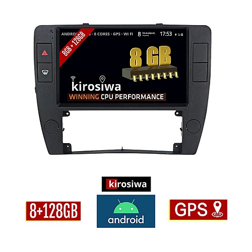 KIROSIWA 8GB + 128GB VOLKSWAGEN PASSAT (2000 - 2005) Android οθόνη αυτοκίνητου με GPS WI-FI (ηχοσύστημα αφής 9" ιντσών Youtube Playstore MP3 USB Radio Bluetooth Mirrorlink VW DSP Apple Carplay Android Auto 4x60W, AUX)