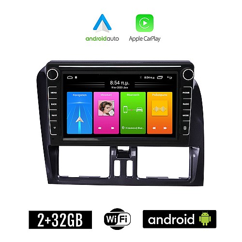 VOLVO XC60 (2009 - 2017) Android οθόνη αυτοκίνητου 2GB με GPS WI-FI (ηχοσύστημα αφής 8" ιντσών Apple CarPlay Android Auto Car Play Youtube Playstore MP3 USB Radio Bluetooth Mirrorlink εργοστασιακή, 4x60W, Navi, μαύρο, black)