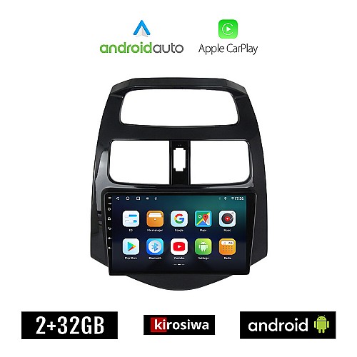 KIROSIWA CHEVROLET SPARK 2009-2015 Android οθόνη αυτοκίνητου 2GB με GPS WI-FI (ηχοσύστημα αφής 9" ιντσών OEM Android Auto Apple Carplay Youtube Playstore MP3 USB Radio Bluetooth Mirrorlink  εργοστασιακή, 4x60W, AUX)