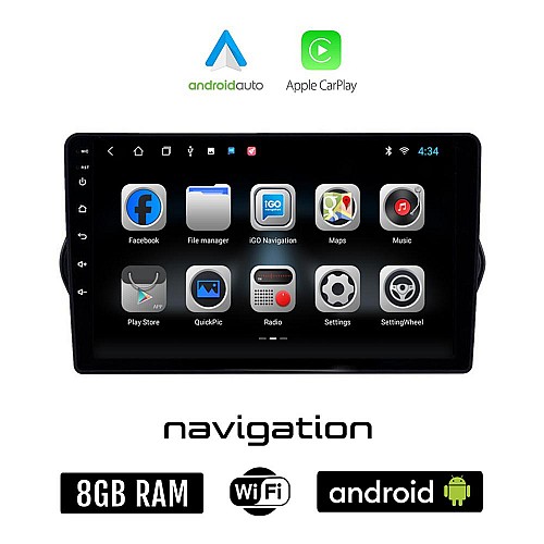 FIAT TIPO (2015 - 2019) Android οθόνη αυτοκίνητου 8GB + 128GB με GPS WI-FI (ηχοσύστημα αφής 9" ιντσών OEM Android Auto Apple Carplay Youtube Playstore MP3 USB Radio Bluetooth Mirrorlink εργοστασιακή, 4x60W)