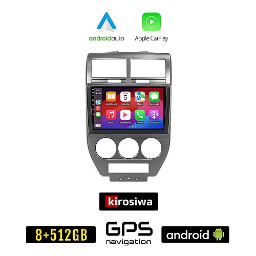 KIROSIWA JEEP COMPASS 2009-2016 Android οθόνη αυτοκίνητου 8GB + 256GB με GPS WI-FI (ηχοσύστημα αφής 10" ιντσών OEM Android Auto Apple Carplay Youtube Playstore MP3 USB Radio Bluetooth Mirrorlink 4x60W εργοστασιακού τύπου)