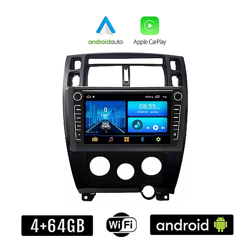 HYUNDAI TUCSON (2004 - 2010) A/C Android οθόνη αυτοκίνητου 4+64GB με GPS WI-FI (ηχοσύστημα αφής 8" ιντσών 4GB CarPlay Android Auto Car Play Youtube Playstore MP3 USB Radio Bluetooth Mirrorlink εργοστασιακή, 4x60W, Navi, μαύρο)