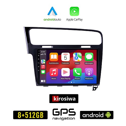 KIROSIWA VOLKSWAGEN VW GOLF 7 (μετά το 2013) Android οθόνη αυτοκίνητου 8GB + 256GB με GPS WI-FI (ηχοσύστημα αφής 10" ιντσών OEM Android Auto Apple Carplay Youtube Playstore MP3 USB Radio Bluetooth Mirrorlink, 4x60W, μαύρο)