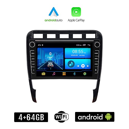 PORSCHE CAYENNE (2002 - 2011) Android οθόνη αυτοκίνητου 4+64GB με GPS WI-FI (ηχοσύστημα αφής 8" ιντσών 4GB CarPlay Android Auto Car Play Youtube Playstore MP3 USB Radio Bluetooth Mirrorlink εργοστασιακή, 4x60W, Navi)