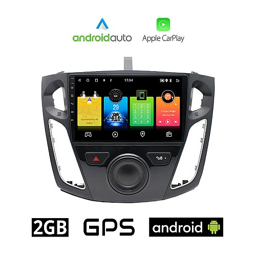 FORD FOCUS 2011 - 2018 Android οθόνη αυτοκίνητου 2GB με GPS WI-FI (ηχοσύστημα αφής 9" ιντσών OEM Android Auto Apple Carplay Youtube Playstore MP3 USB Radio Bluetooth Mirrorlink εργοστασιακή, 4x60W, AUX)