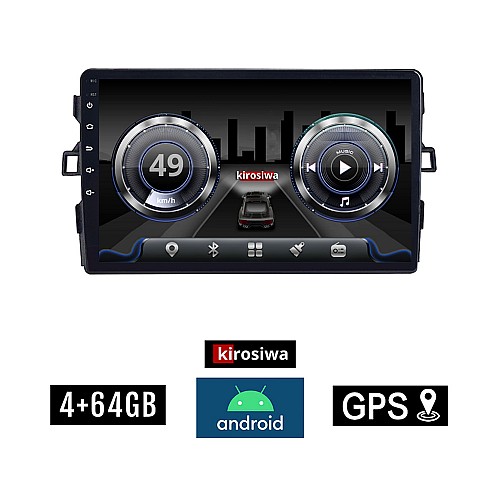 KIROSIWA 4+64GB TOYOTA AURIS (2007-2012) Android οθόνη αυτοκίνητου 4GB με GPS WI-FI (ηχοσύστημα αφής 9" ιντσών Youtube Playstore MP3 USB Radio Bluetooth Mirrorlink  DSP 4x60W Apple Carplay Android Auto)