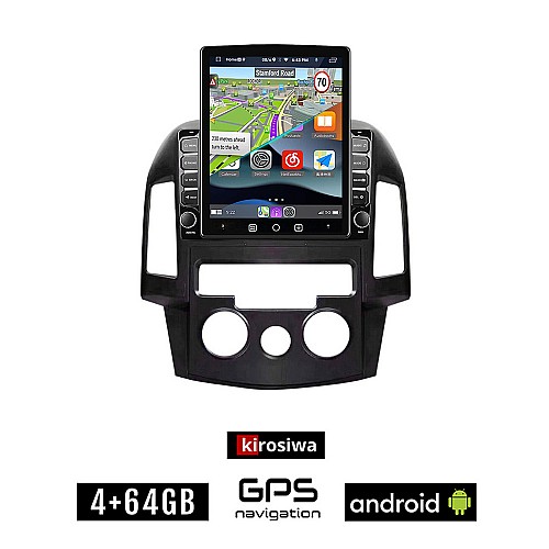 KIROSIWA HYUNDAI i30 (2007 - 2012) Android οθόνη αυτοκίνητου 4GB με GPS WI-FI (ηχοσύστημα αφής 9.7" ιντσών OEM Youtube Playstore MP3 USB Radio 4+64GB Bluetooth Mirrorlink εργοστασιακή, 4x60W, AUX)