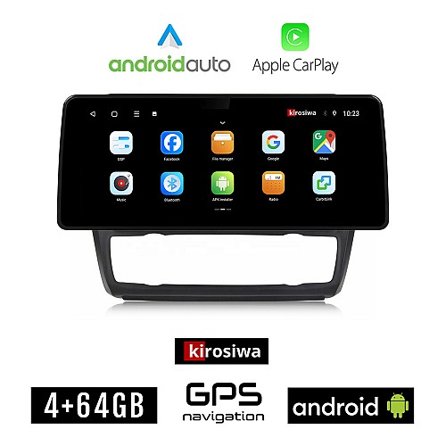 KIROSIWA BMW E81 (E82, E87, E88) 2004 - 2013 Android οθόνη αυτοκίνητου 4GB (+64GB) με GPS WI-FI (E81, E82, E87, E88 ηχοσύστημα αφής 12.3" ιντσών OEM Android Auto Apple Carplay Youtube Playstore MP3 USB Radio Bluetooth Mirrorlink εργοστασιακή, 4x60W)