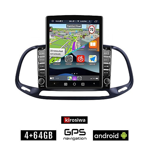 KIROSIWA FIAT DOBLO (μετά το 2015) Android οθόνη αυτοκίνητου 4GB με GPS WI-FI (ηχοσύστημα αφής 9.7" ιντσών OEM Youtube Playstore MP3 USB Radio 4+64GB Bluetooth Mirrorlink εργοστασιακή, 4x60W, AUX)