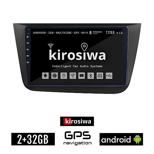 KIROSIWA 2+32GB SEAT TOLEDO (2004-2009) Android οθόνη αυτοκίνητου 2GB με GPS WI-FI (ηχοσύστημα αφής 9" ιντσών OEM Youtube Playstore MP3 USB Radio Bluetooth Mirrorlink εργοστασιακή, 4x60W, AUX, μαύρο)