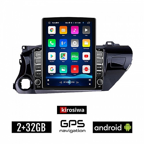 KIROSIWA TOYOTA HILUX (μετά το 2017) Android οθόνη αυτοκίνητου 2GB με GPS WI-FI (ηχοσύστημα αφής 9.7" ιντσών OEM Youtube Playstore MP3 USB Radio Bluetooth Mirrorlink εργοστασιακή, 4x60W, AUX)