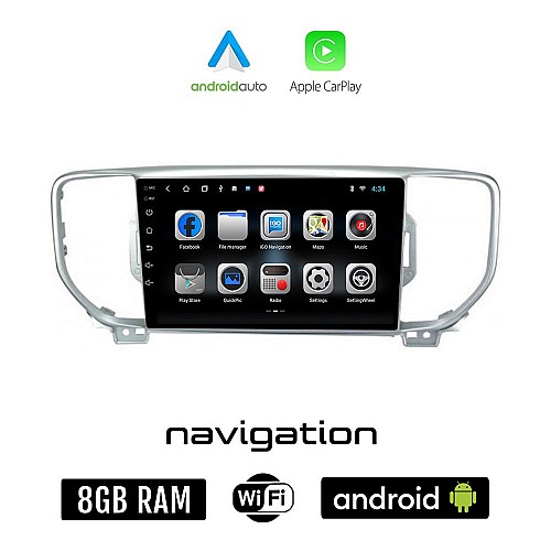 KIA SPORTAGE (2016 - 2018) Android οθόνη αυτοκίνητου 8GB + 128GB με GPS WI-FI (ηχοσύστημα αφής 9" ιντσών OEM Android Auto Apple Carplay Youtube Playstore MP3 USB Radio Bluetooth Mirrorlink εργοστασιακή, 4x60W)