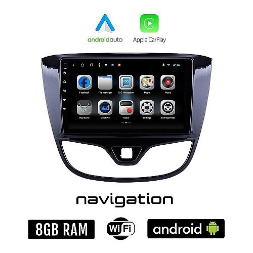 OPEL KARL (2014 - 2019) Android οθόνη αυτοκίνητου 8GB + 128GB με GPS WI-FI (ηχοσύστημα αφής 10" ιντσών OEM Android Auto Apple Carplay Youtube Playstore MP3 USB Radio Bluetooth Mirrorlink εργοστασιακή, 4x60W)