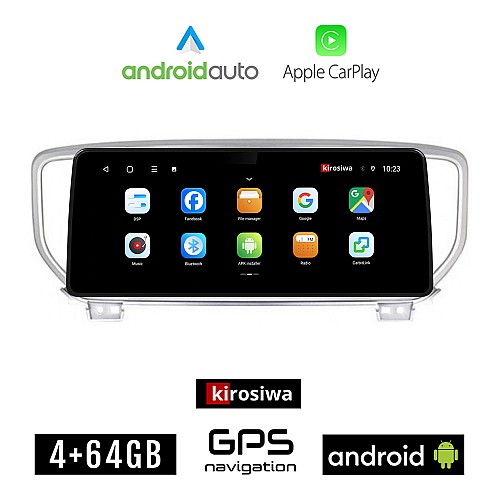 KIROSIWA KIA SPORTAGE (μετά το 2018) Android οθόνη αυτοκίνητου 4GB (+64GB) με GPS WI-FI (ηχοσύστημα αφής 12.3" ιντσών OEM Android Auto Apple Carplay Youtube Playstore MP3 USB Radio Bluetooth Mirrorlink εργοστασιακή, 4x60W canbus 12,3 ιντσών)