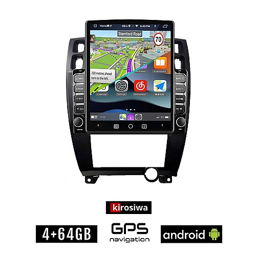 KIROSIWA HYUNDAI TUCSON (2004 - 2010) Android οθόνη αυτοκίνητου 4GB με GPS WI-FI (ηχοσύστημα αφής 9.7" ιντσών OEM Youtube Playstore MP3 USB Radio 4+64GB Bluetooth Mirrorlink εργοστασιακή, 4x60W, AUX, μαύρο)