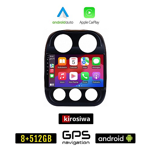 KIROSIWA JEEP PATRIOT (2006 - 2016) Android οθόνη αυτοκίνητου 8GB + 256GB με GPS WI-FI (ηχοσύστημα αφής 10" ιντσών OEM Android Auto Apple Carplay Youtube Playstore MP3 USB Radio Bluetooth Mirrorlink εργοστασιακή, 4x60W, AUX)