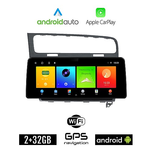 VOLKSWAGEN VW GOLF 7 (μετά το 2013) Android οθόνη αυτοκίνητου 2GB (+32GB) με GPS WI-FI (ηχοσύστημα αφής 12.3" ιντσών OEM Android Auto Apple Carplay Youtube Playstore MP3 USB Radio Bluetooth Mirrorlink, 4x60W, γκρί)
