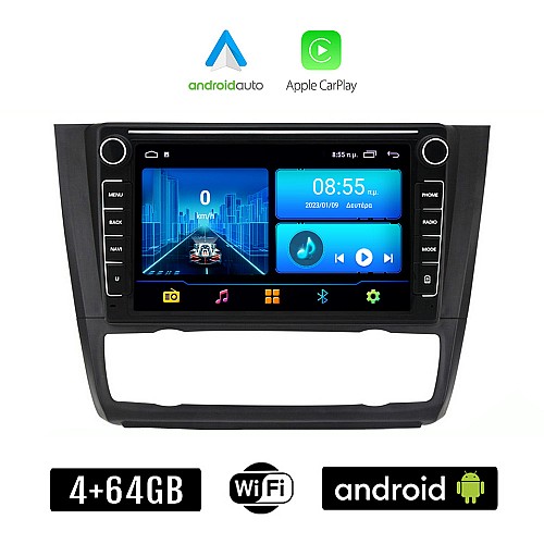 BMW E81 (E82, E87, E88) 2004 - 2013 Android οθόνη αυτοκίνητου 4+64GB με GPS WI-FI (ηχοσύστημα αφής 8" ιντσών 4GB CarPlay Android Auto Car Play Youtube Playstore MP3 USB Radio Bluetooth εργοστασιακή E81 E82 E87 E88 4x60W Navi)