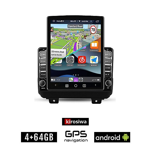 KIROSIWA JEEP WRANGLER (μετά το 2018) Android οθόνη αυτοκίνητου 4GB με GPS WI-FI (ηχοσύστημα αφής 9.7" ιντσών OEM Youtube Playstore MP3 USB Radio 4+64GB Bluetooth Mirrorlink εργοστασιακή, 4x60W, AUX