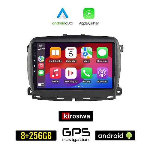 KIROSIWA FIAT 500 (μετά το 2016) Android οθόνη αυτοκίνητου 8GB + 256GB με GPS WI-FI (ηχοσύστημα αφής 9" ιντσών Android Auto Apple Carplay Youtube Playstore MP3 USB Radio Bluetooth Mirrorlink εργοστασιακή, 4x60W, AUX)