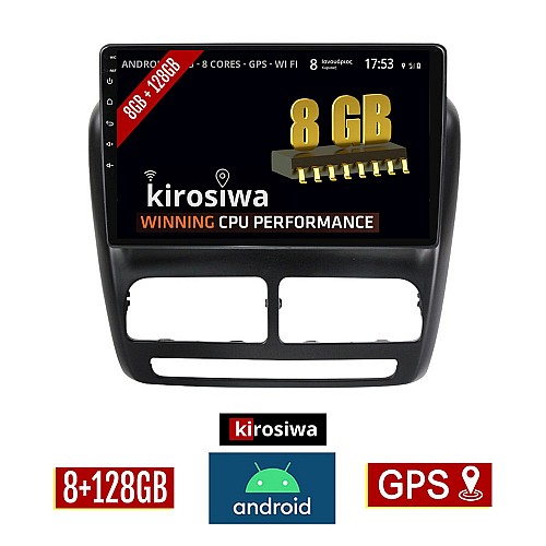KIROSIWA 8GB + 128GB FIAT DOBLO (2010 - 2015) Android οθόνη αυτοκίνητου με GPS WI-FI (ηχοσύστημα αφής 10" ιντσών Youtube Playstore MP3 USB Radio Bluetooth Mirrorlink DSP Apple Carplay Android Auto 4x60W, AUX)