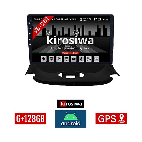 KIROSIWA 6+128GB PEUGEOT 206 (1998 - 2006) Android οθόνη αυτοκίνητου 6GB με GPS WI-FI (ηχοσύστημα αφής 9" ιντσών Youtube Playstore MP3 USB Radio Bluetooth Mirrorlink DSP Apple Carplay Android Auto 4x60W, AUX)