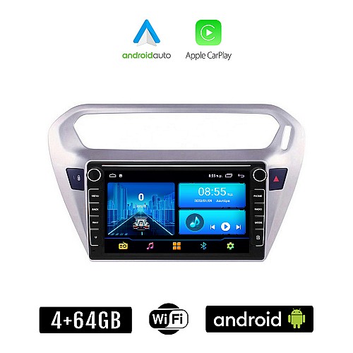 CITROEN ELYSEE (μετά το 2012) Android οθόνη αυτοκίνητου 4+64GB με GPS WI-FI (ηχοσύστημα αφής 8" ιντσών 4GB CarPlay Android Auto Car Play Youtube Playstore MP3 USB Radio Bluetooth Mirrorlink εργοστασιακή, 4x60W, Navi)