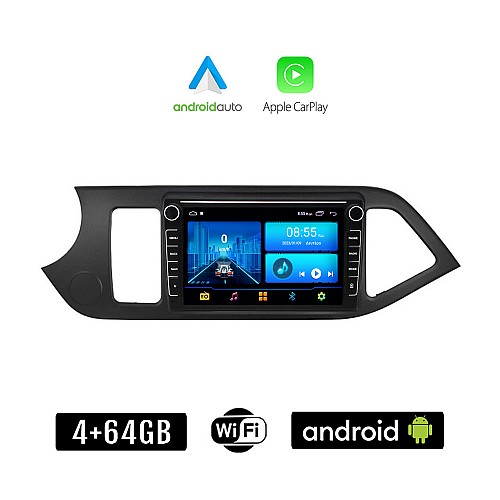 KIA PICANTO (2011 - 2017) Android οθόνη αυτοκίνητου 4+64GB με GPS WI-FI (ηχοσύστημα αφής 8" ιντσών 4GB CarPlay Android Auto Car Play Youtube Playstore MP3 USB Radio Bluetooth Mirrorlink εργοστασιακή, 4x60W, Navi)