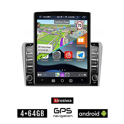 KIROSIWA TOYOTA AVENSIS (2003 - 2008) Android οθόνη αυτοκίνητου 4GB με GPS WI-FI (ηχοσύστημα αφής 9.7" ιντσών OEM Youtube Playstore MP3 USB Radio 4+64GB Bluetooth Mirrorlink εργοστασιακή, AUX, 4x60W)