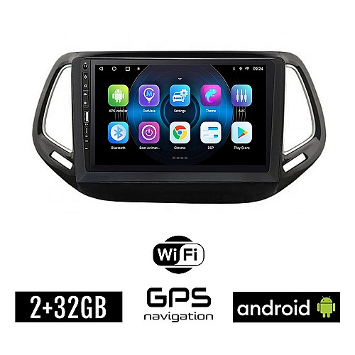 JEEP COMPASS (μετά το 2017) Android οθόνη αυτοκίνητου 2GB με GPS WI-FI (ηχοσύστημα αφής 9" ιντσών OEM Youtube Playstore MP3 USB Radio Bluetooth Mirrorlink εργοστασιακή, 4x60W, Navi) WR7078157