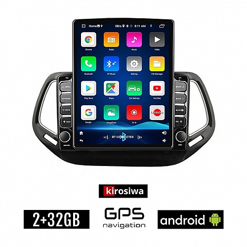 KIROSIWA JEEP COMPASS (μετά το 2017) Android οθόνη αυτοκίνητου 2GB με GPS WI-FI (ηχοσύστημα αφής 9.7" ιντσών OEM Youtube Playstore MP3 USB Radio Bluetooth Mirrorlink εργοστασιακή, 4x60W, AUX)