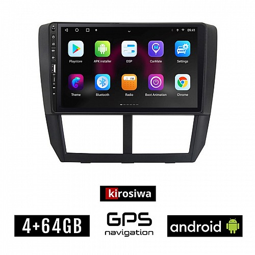 SUBARU IMPREZA (2008-2013) Android οθόνη αυτοκίνητου 4GB με GPS WI-FI (ηχοσύστημα αφής 9" ιντσών OEM Youtube Playstore MP3 USB Radio Bluetooth Mirrorlink εργοστασιακή, 4x60W, Navi)