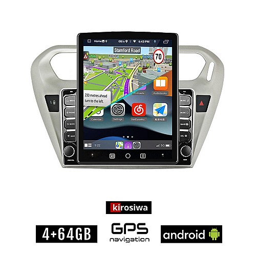 KIROSIWA PEUGEOT 301 (μετά το 2013) Android οθόνη αυτοκίνητου 4GB με GPS WI-FI (ηχοσύστημα αφής 9.7" ιντσών OEM Youtube Playstore MP3 USB Radio 4+64GB Bluetooth Mirrorlink εργοστασιακή, 4x60W, AUX)