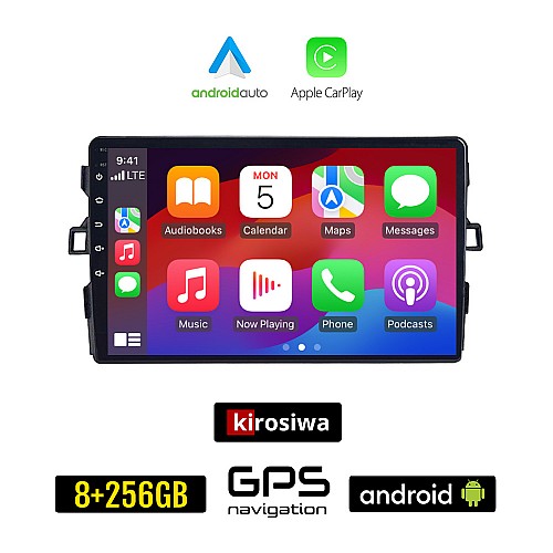 KIROSIWA TOYOTA AURIS (2007-2012) Android οθόνη αυτοκίνητου 8GB + 256GB με GPS WI-FI (ηχοσύστημα αφής 9" ιντσών Android Auto Apple Carplay Youtube Playstore MP3 USB Radio Bluetooth Mirrorlink εργοστασιακή, AUX, 4x60W)