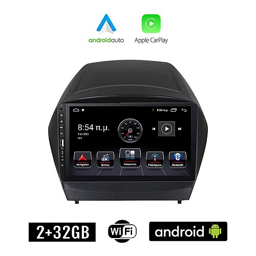 HYUNDAI IX35 2010-2015 Android οθόνη αυτοκίνητου με GPS WI-FI 2+32GB (ηχοσύστημα αφής 9" ιντσών Apple CarPlay Android Auto 2GB Car Play Youtube Playstore MP3 USB Radio Bluetooth Mirrorlink εργοστασιακή, 4x60W, Navi)