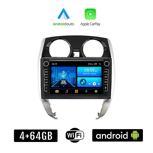 NISSAN NOTE (μετά το 2012) Android οθόνη αυτοκίνητου 4+64GB με GPS WI-FI (ηχοσύστημα αφής 8" ιντσών 4GB CarPlay Android Auto Car Play Youtube Playstore MP3 USB Radio Bluetooth Mirrorlink εργοστασιακή, 4x60W, Navi)