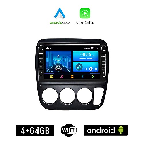 HONDA CRV (1996-2006) A/C Android οθόνη αυτοκίνητου 4+64GB με GPS WI-FI (ηχοσύστημα αφής 8" ιντσών 4GB CarPlay Android Auto Car Play Youtube Playstore MP3 USB Radio Bluetooth Mirrorlink εργοστασιακή, 4x60W, Navi)