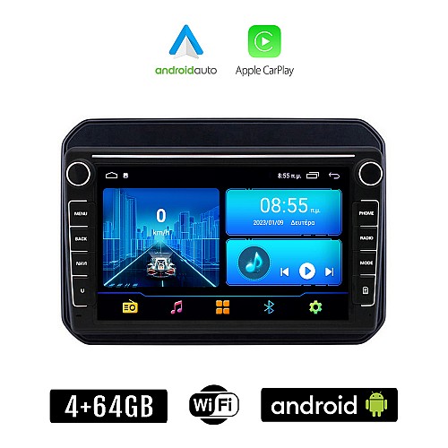 SUZUKI IGNIS (μετά το 2016) Android οθόνη αυτοκίνητου 4+64GB με GPS WI-FI (ηχοσύστημα αφής 8" ιντσών 4GB CarPlay Android Auto Car Play Youtube Playstore MP3 USB Radio Bluetooth Mirrorlink εργοστασιακή, Navi, 4x60W)
