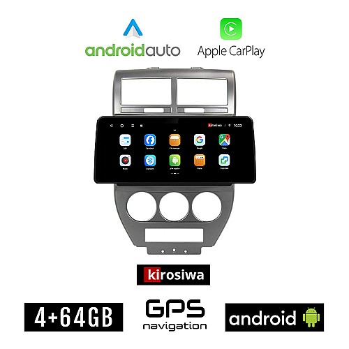 KIROSIWA JEEP COMPASS 2009-2016 Android οθόνη αυτοκίνητου 4GB (+64GB) με GPS WI-FI (ηχοσύστημα αφής 12.3" ιντσών OEM Android Auto Apple Carplay Youtube Playstore MP3 USB Radio Bluetooth Mirrorlink 4x60W εργοστασιακού τύπου)