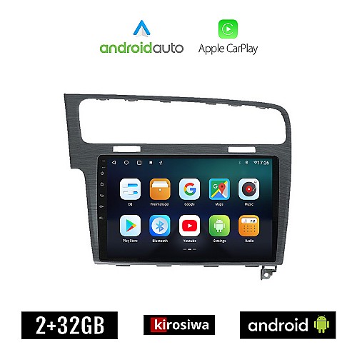 KIROSIWA VOLKSWAGEN VW GOLF 7 (μετά το 2013) Android οθόνη αυτοκίνητου 2GB με GPS WI-FI (ηχοσύστημα αφής 10" ιντσών OEM Android Auto Apple Carplay Youtube Playstore MP3 USB Radio Bluetooth Mirrorlink, 4x60W, γκρί)