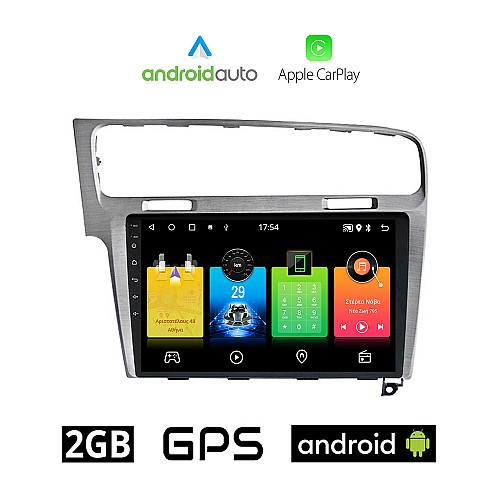 VOLKSWAGEN VW GOLF 7 (μετά το 2013) Android οθόνη αυτοκίνητου 2GB με GPS WI-FI (ηχοσύστημα αφής 10" ιντσών OEM Android Auto Apple Carplay Youtube Playstore MP3 USB Radio Bluetooth Mirrorlink, 4x60W, ασημί)