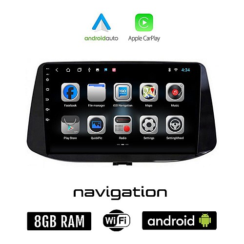 HYUNDAI i30 (μετά το 2018) Android οθόνη αυτοκίνητου με GPS WI-FI 8GB + 128GB (ηχοσύστημα αφής 9" ιντσών OEM Android Auto Apple Carplay Youtube Playstore MP3 USB Radio Bluetooth Mirrorlink εργοστασιακή, 4x60W)