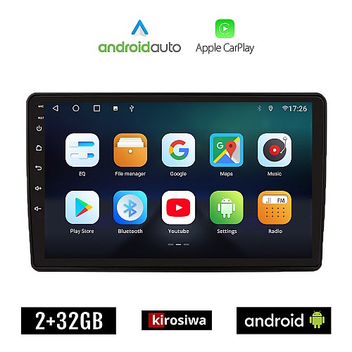 KIROSIWA FIAT DUCATO (2006-2011) Android οθόνη αυτοκίνητου 2GB με GPS WI-FI (ηχοσύστημα αφής 9" ιντσών OEM Android Auto Apple Carplay Youtube Playstore MP3 USB Radio Bluetooth Mirrorlink εργοστασιακή, 4x60W, AUX)