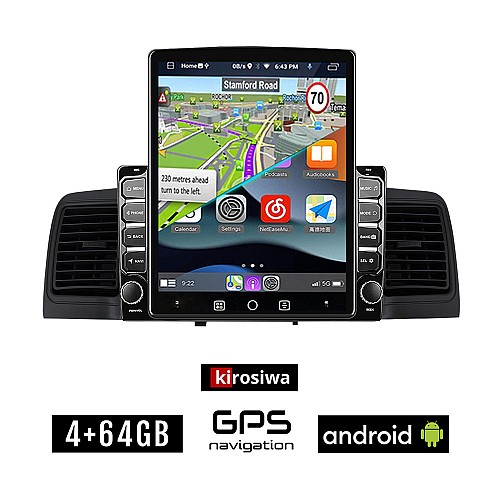 KIROSIWA TOYOTA COROLLA (2000 - 2007) Android οθόνη αυτοκίνητου 4GB με GPS WI-FI με αεραγωγούς (ηχοσύστημα αφής 9.7" ιντσών Youtube Playstore MP3 USB Radio 4+64GB Bluetooth Mirrorlink εργοστασιακή, AUX, 4x60W μαύρο)