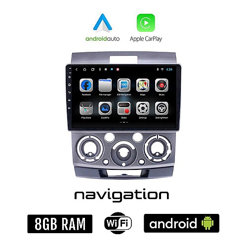 MAZDA BT-50 (2006-2011) Android οθόνη αυτοκίνητου 8GB + 128GB με GPS WI-FI (ηχοσύστημα αφής 9" ιντσών OEM Android Auto Apple Carplay Youtube Playstore MP3 USB Radio Bluetooth Mirrorlink εργοστασιακή, 4x60W)