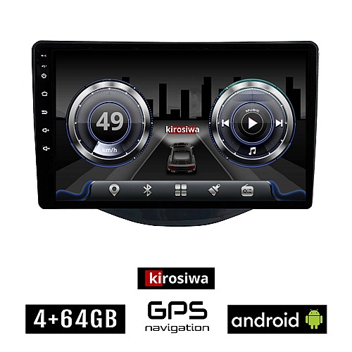 KIROSIWA 4+64GB PEUGEOT 108 (μετά το 2014) Android οθόνη αυτοκίνητου 4GB με GPS WI-FI (ηχοσύστημα αφής 9" ιντσών Youtube Playstore MP3 USB Radio Bluetooth Mirrorlink  DSP 4x60W Apple Carplay Android Auto)